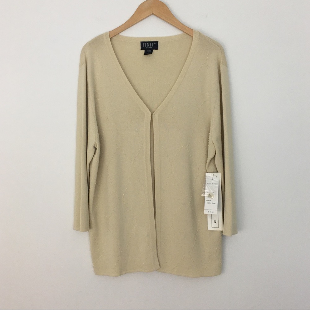 Finity Woman Beaded Cardigan 1X Beige Yellow